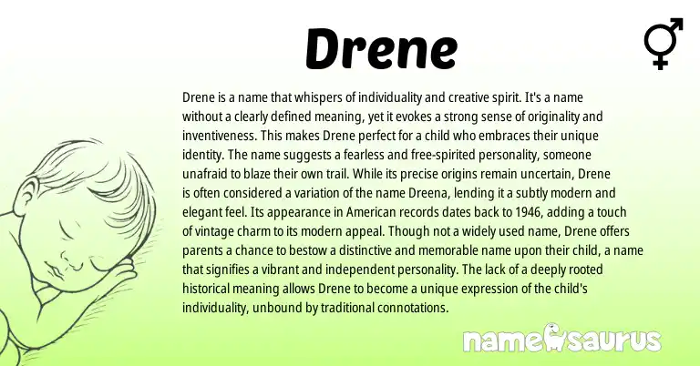 Infographic about Drene name meaning, Drene is a name from Other origin(s).