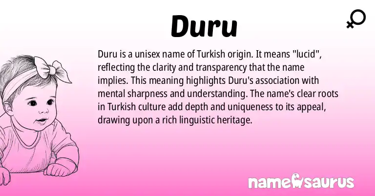 Infographic about Duru name meaning, Duru is a name from Turkish origin(s).