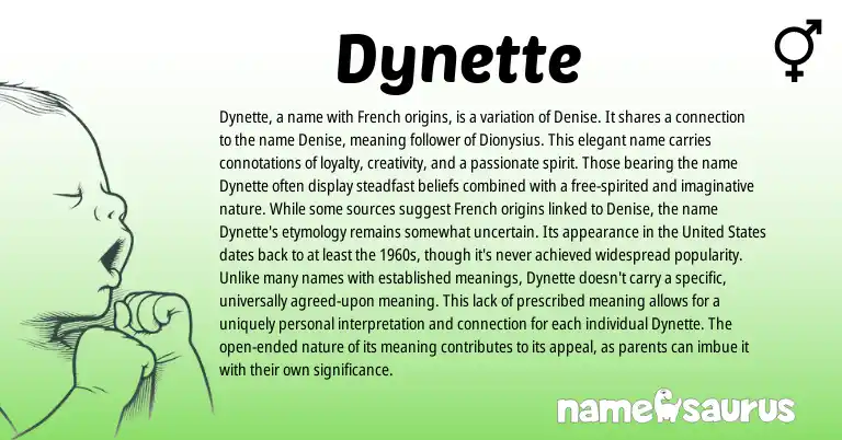Infographic about Dynette name meaning, Dynette is a name from French origin(s).