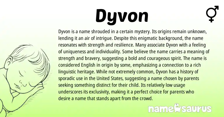 Infographic about Dyvon name meaning, Dyvon is a name from English origin(s).