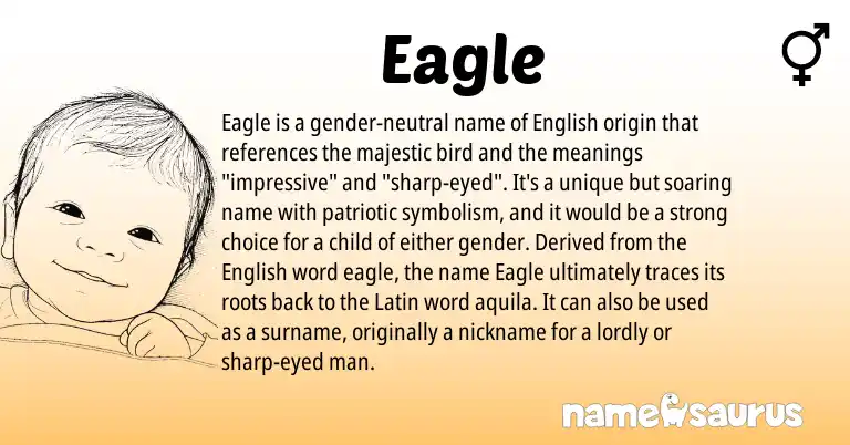 Infographic about Eagle name meaning, Eagle is a name from English, Latin origin(s).