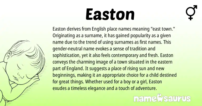 Infographic about Easton name meaning, Easton is a name from English, England origin(s).