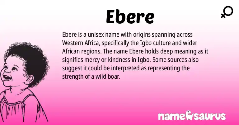 Infographic about Ebere name meaning, Ebere is a name from Western African, Igbo, African, German origin(s).