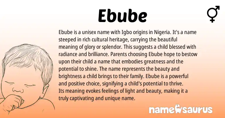 Infographic about Ebube name meaning, Ebube is a name from Igbo, Nigerian origin(s).