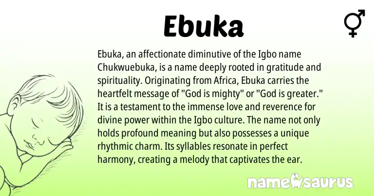 Infographic about Ebuka name meaning, Ebuka is a name from Igbo origin(s).