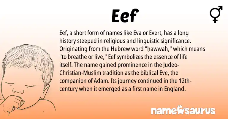 Infographic about Eef name meaning, Eef is a name from Muslim, Hebrew, England origin(s).