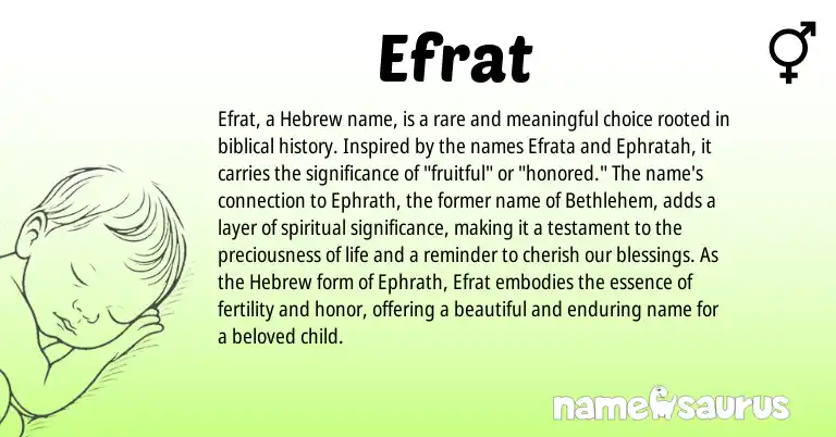 Infographic about Efrat name meaning, Efrat is a name from Hebrew origin(s).