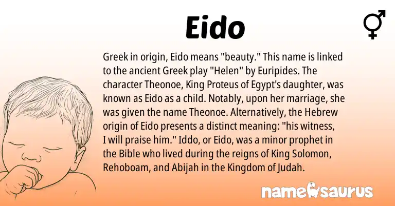 Infographic about Eido name meaning, Eido is a name from Hebrew, Greek origin(s).