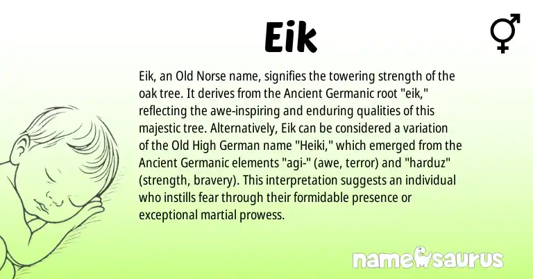 Infographic about Eik name meaning, Eik is a name from Old High German, Old Norse, Ancient Germanic origin(s).