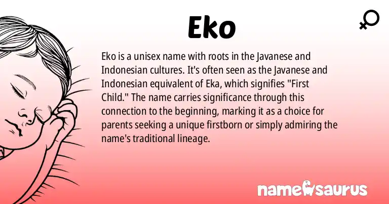 Infographic about Eko name meaning, Eko is a name from Javanese, Indonesian origin(s).
