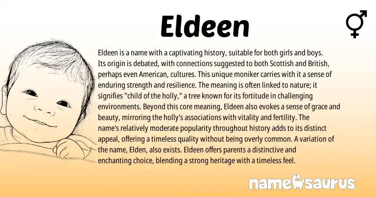 Infographic about Eldeen name meaning, Eldeen is a name from Scottish origin(s).