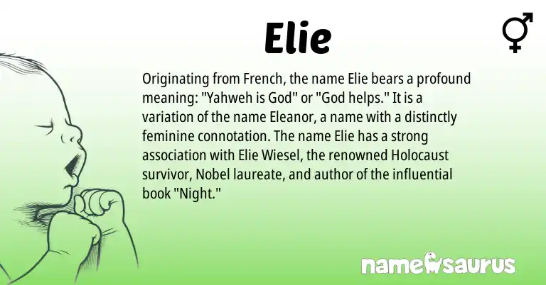 Infographic about Elie name meaning, Elie is a name from French origin(s).