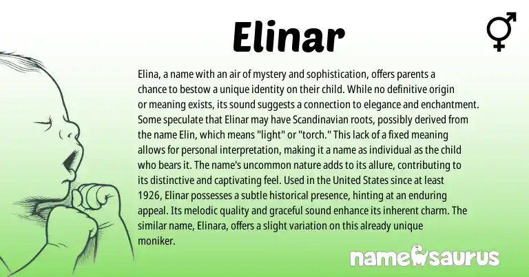 Infographic about Elinar name meaning, Elinar is a name from Other origin(s).