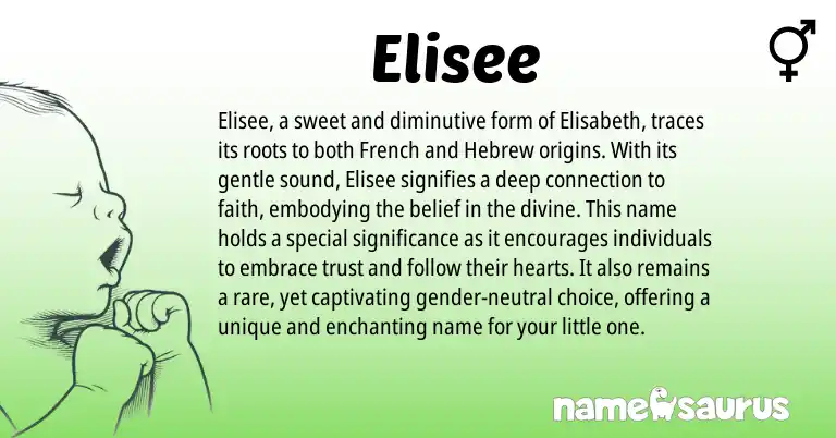 Infographic about Elisee name meaning, Elisee is a name from French, Hebrew origin(s).