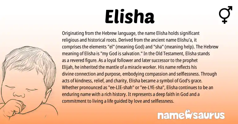 Infographic about Elisha name meaning, Elisha is a name from Hebrew origin(s).