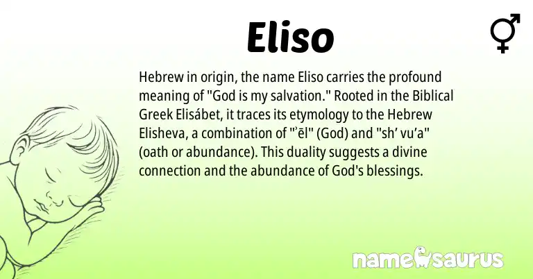 Infographic about Eliso name meaning, Eliso is a name from Biblical Greek, Hebrew origin(s).