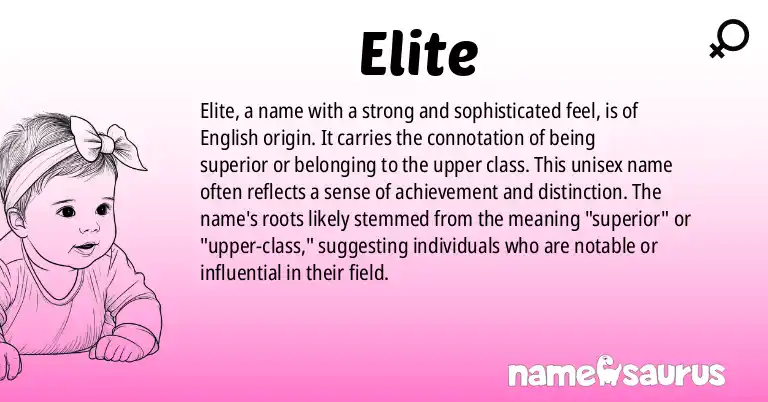 Infographic about Elite name meaning, Elite is a name from English origin(s).