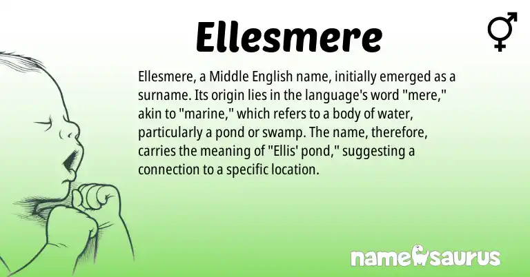 Infographic about Ellesmere name meaning, Ellesmere is a name from Middle English origin(s).