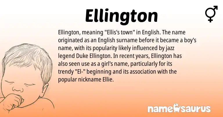 Infographic about Ellington name meaning, Ellington is a name from English origin(s).
