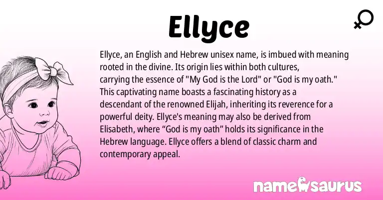 Infographic about Ellyce name meaning, Ellyce is a name from English (American), Hebrew origin(s).
