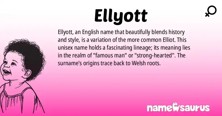 Infographic about Ellyott name meaning, Ellyott is a name from English origin(s).