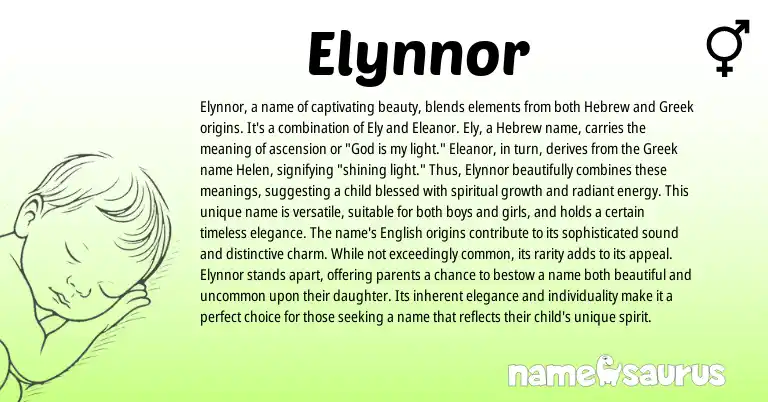 Infographic about Elynnor name meaning, Elynnor is a name from Greek, Hebrew origin(s).