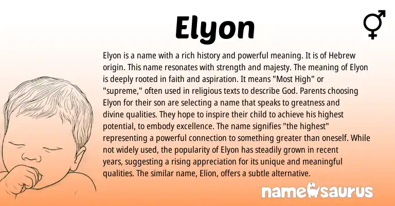 Infographic about Elyon name meaning, Elyon is a name from Hebrew origin(s).