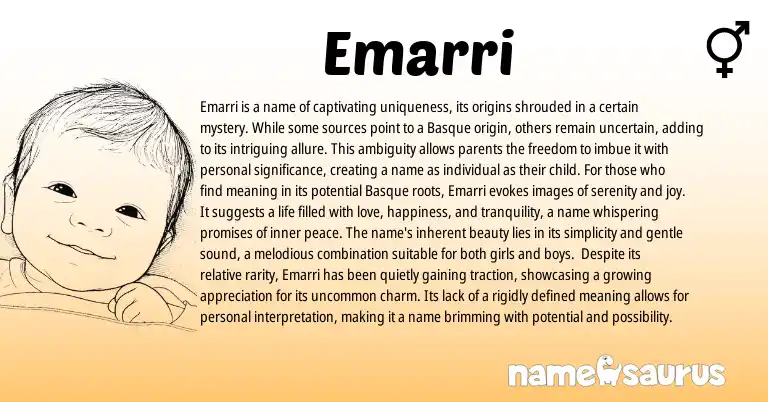 Infographic about Emarri name meaning, Emarri is a name from Basque origin(s).
