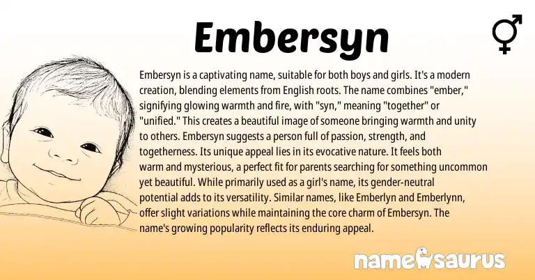 Infographic about Embersyn name meaning, Embersyn is a name from English origin(s).
