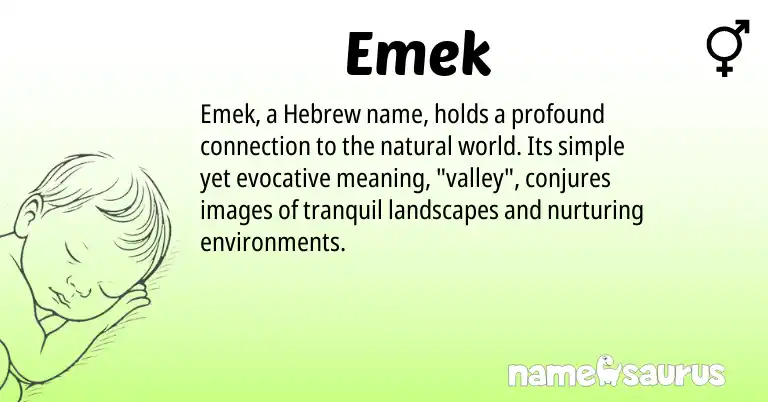Infographic about Emek name meaning, Emek is a name from Hebrew origin(s).