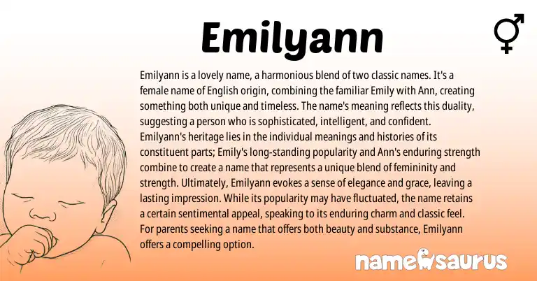 Infographic about Emilyann name meaning, Emilyann is a name from English origin(s).