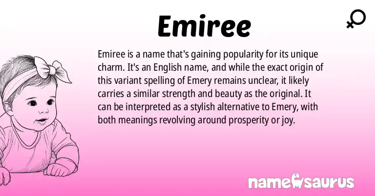 Infographic about Emiree name meaning, Emiree is a name from English origin(s).