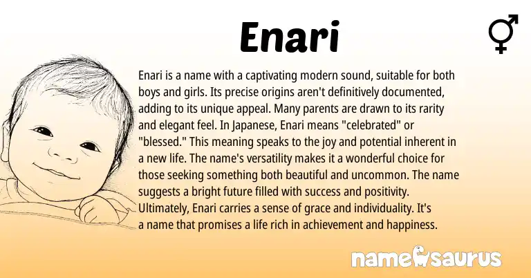 Infographic about Enari name meaning, Enari is a name from Japanese origin(s).