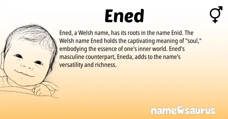 Infographic about Ened name meaning, Ened is a name from Welsh origin(s).