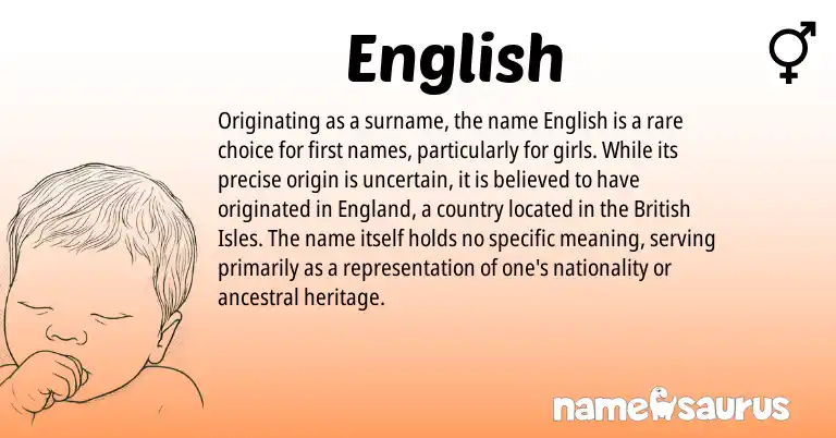 Infographic about English name meaning, English is a name from English, British, England origin(s).
