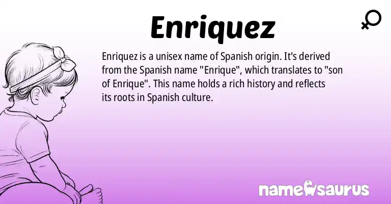 Infographic about Enriquez name meaning, Enriquez is a name from Spanish origin(s).