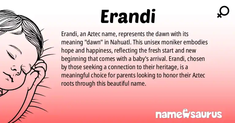 Infographic about Erandi name meaning, Erandi is a name from Aztec origin(s).