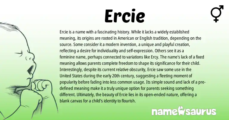 Infographic about Ercie name meaning, Ercie is a name from English, American origin(s).