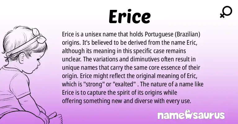 Infographic about Erice name meaning, Erice is a name from Portuguese (Brazilian) origin(s).