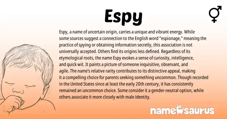 Infographic about Espy name meaning, Espy is a name from English origin(s).
