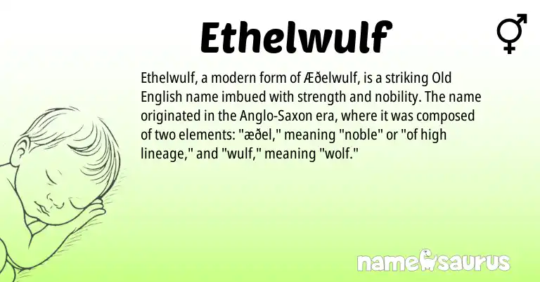 Infographic about Ethelwulf name meaning, Ethelwulf is a name from Old English, Anglo-Saxon origin(s).