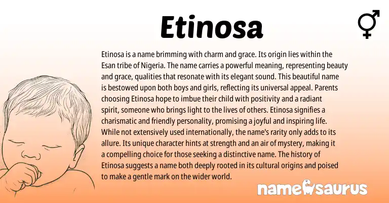 Infographic about Etinosa name meaning, Etinosa is a name from Edo, Nigerian origin(s).