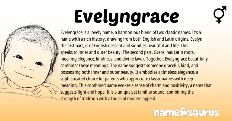 Infographic about Evelyngrace name meaning, Evelyngrace is a name from Latin, English origin(s).