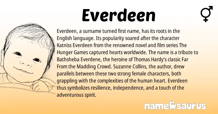 Infographic about Everdeen name meaning, Everdeen is a name from English origin(s).