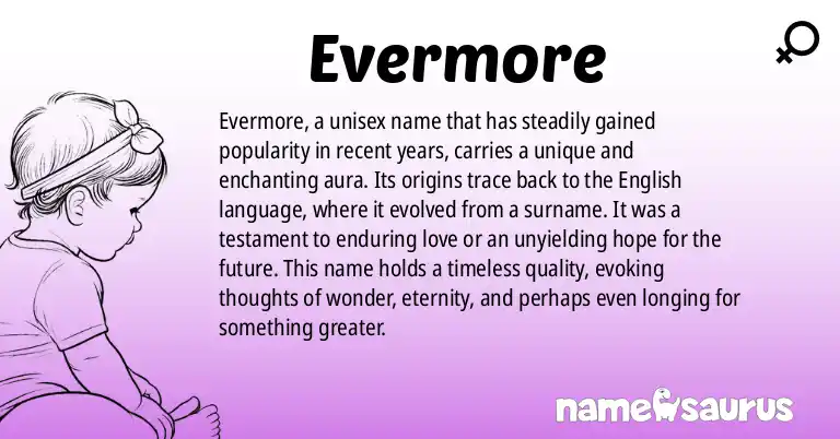Infographic about Evermore name meaning, Evermore is a name from English origin(s).
