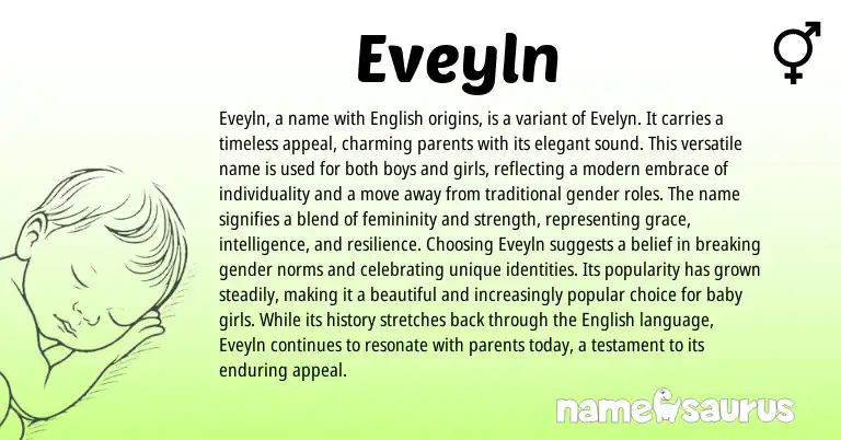 Infographic about Eveyln name meaning, Eveyln is a name from English origin(s).