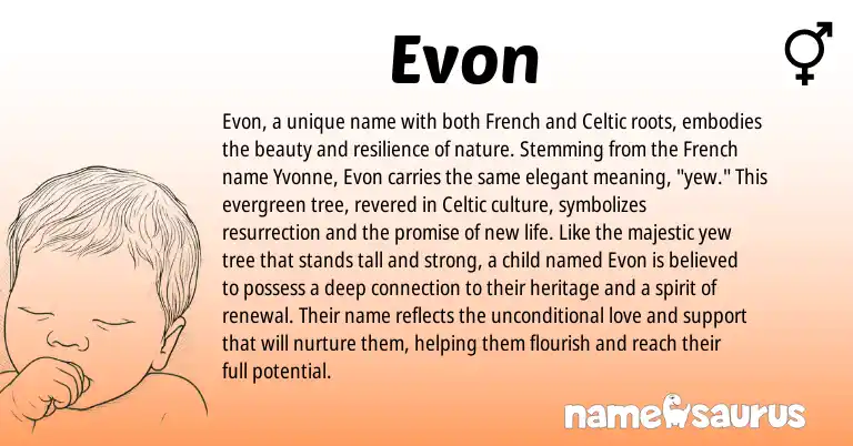 Infographic about Evon name meaning, Evon is a name from French, Celtic origin(s).