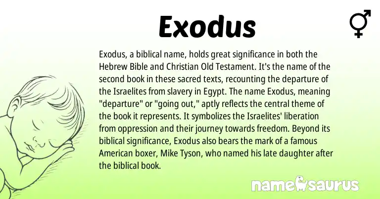 Infographic about Exodus name meaning, Exodus is a name from American, Hebrew origin(s).