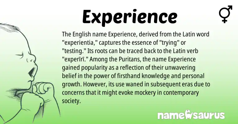 Infographic about Experience name meaning, Experience is a name from English, Latin origin(s).