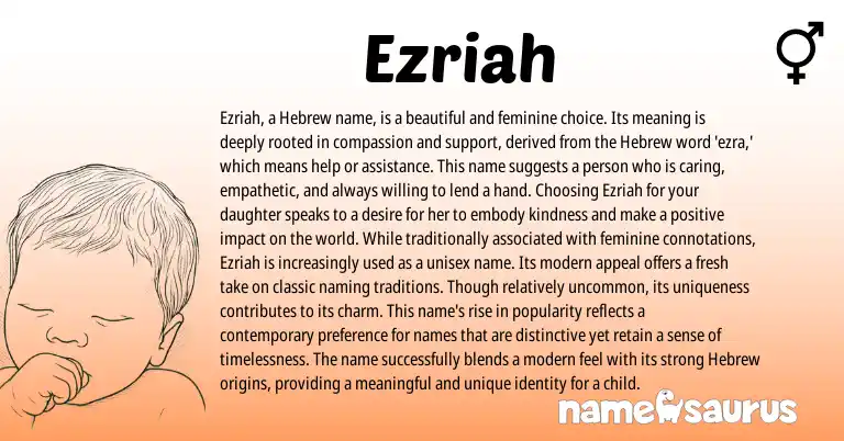 Infographic about Ezriah name meaning, Ezriah is a name from Hebrew origin(s).